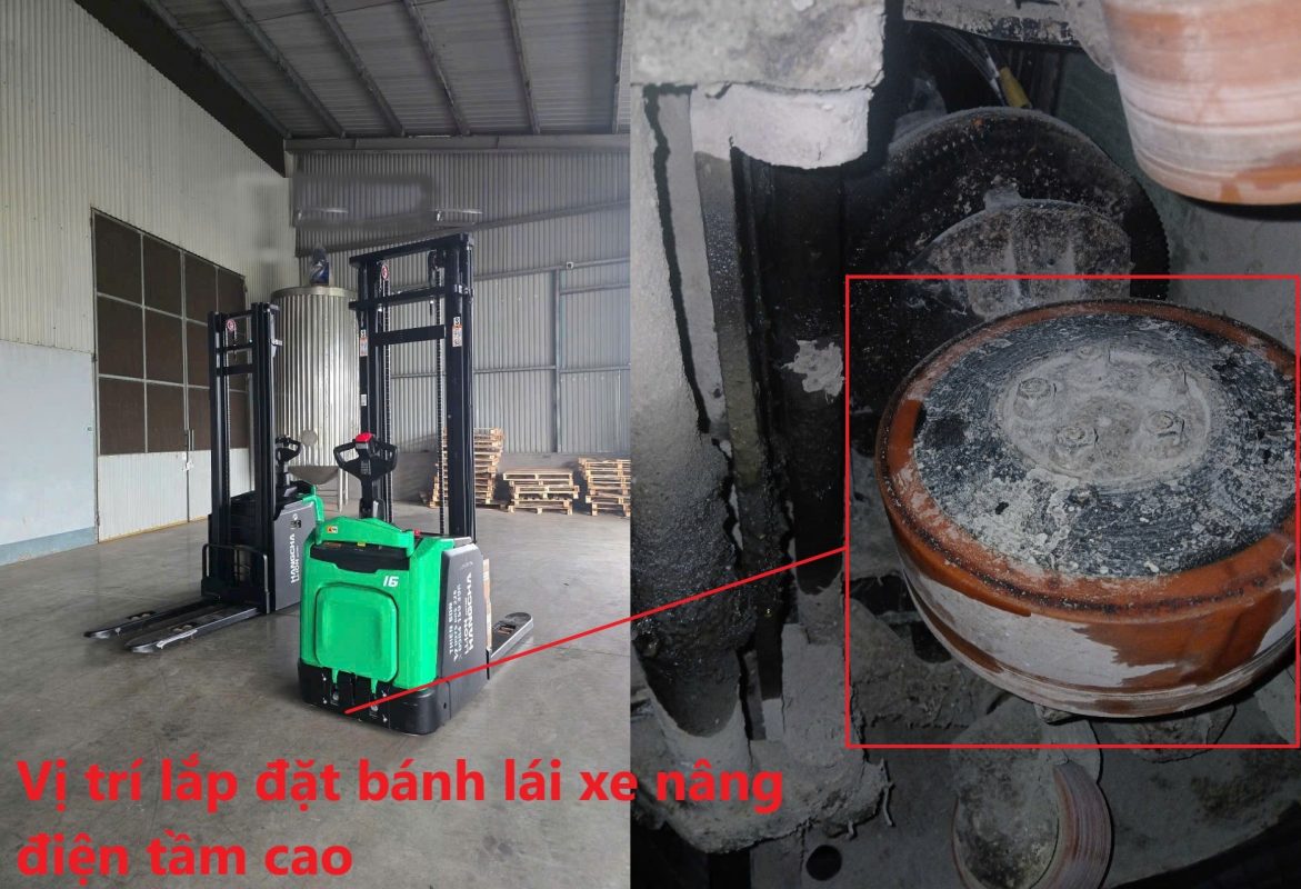 vị trí lắp đặt bánh lái cho xe nâng điện