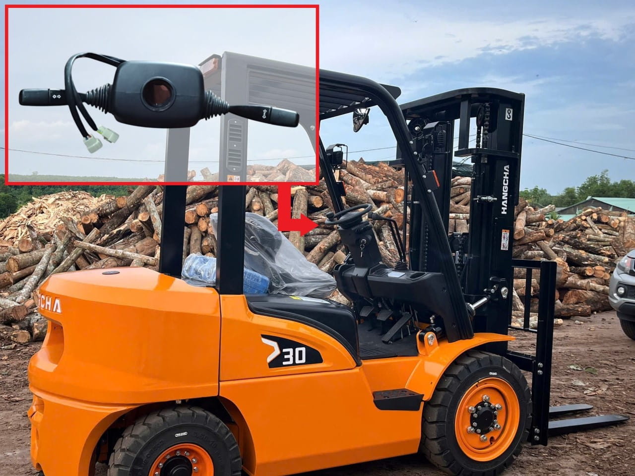 vị trí Cần gạt số xe nâng - công tắc tiến lùi Hangcha r960-705000-000.