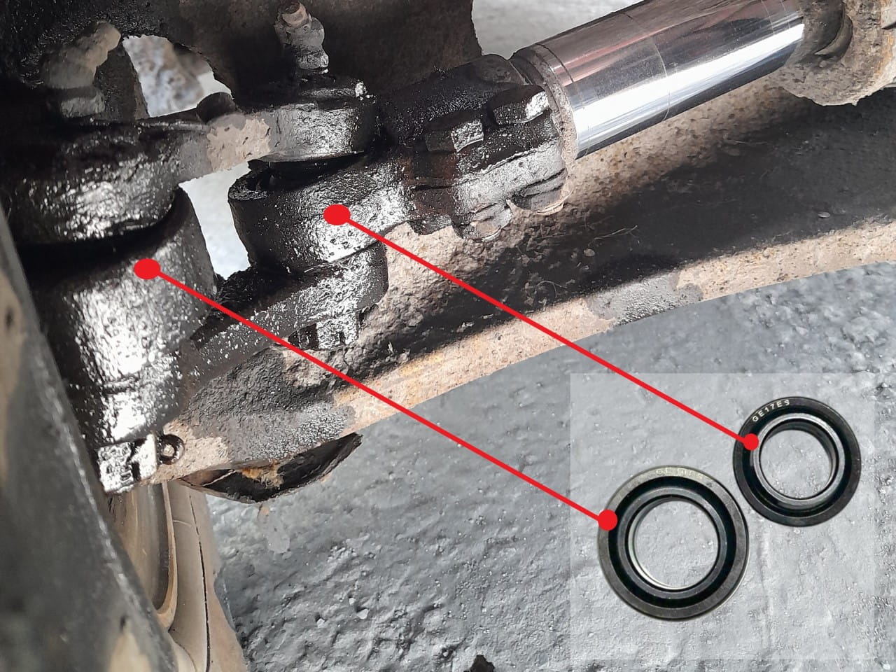 Vị trí lắp đặt Bộ bạc đạn xe nâng GE17ES, GE20ES | Bạc đạn mắt trâu dí lái