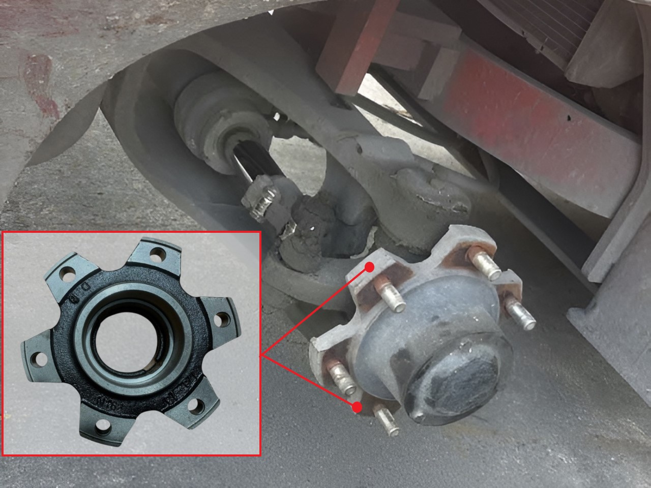 Vị trí lắp đặt Moay ơ xe nâng Hangcha 3 - 3.5 tấn (Mâm 650-10)