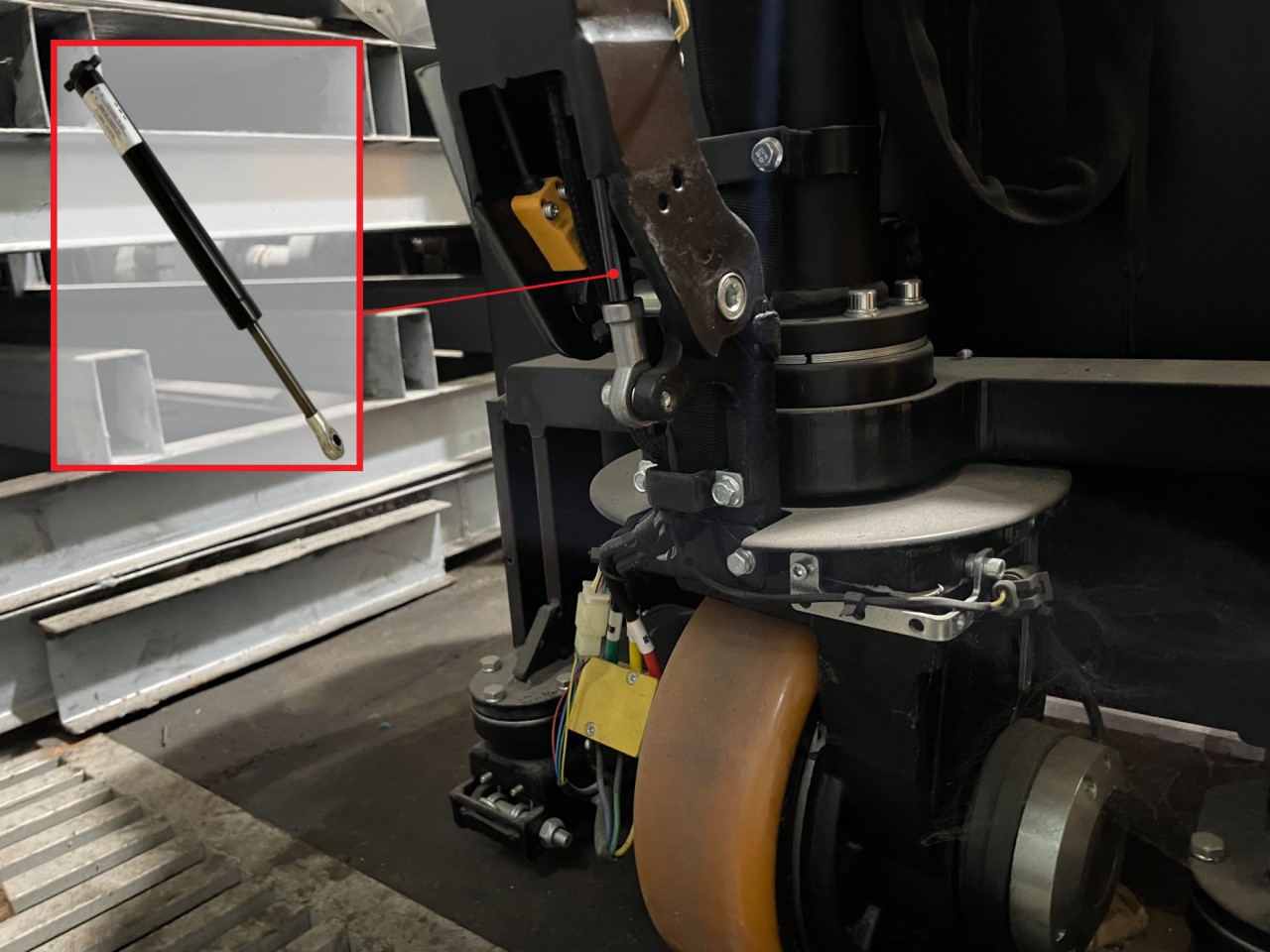 Vị trí lắp đặt Ty chống tay cầm đầu tròn xe nâng tay điện