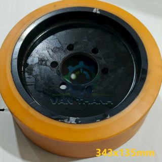 Bánh xe nâng đứng lái nhựa PU kích thước 343x135mm